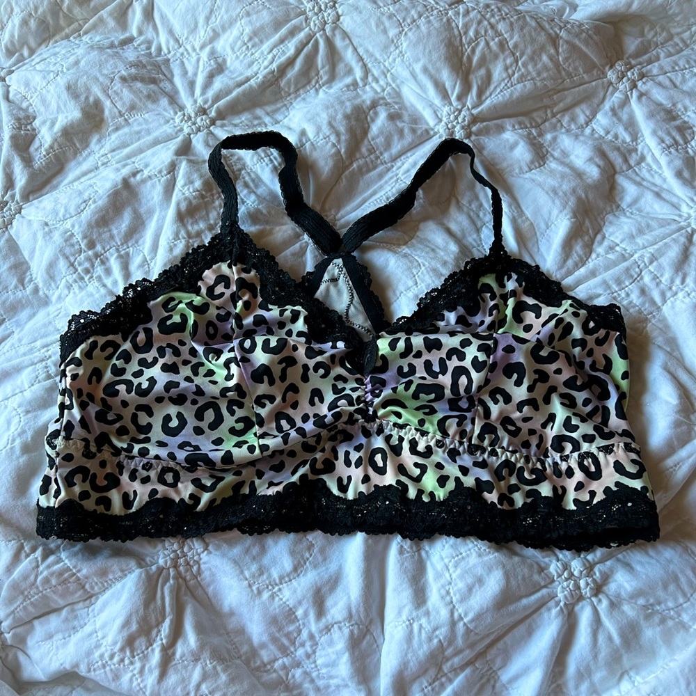 Torrid, Size 2, animal print, vibrant color racer back bralette. Gently used.